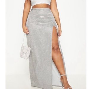 Silver Glitter Maxi Skirt